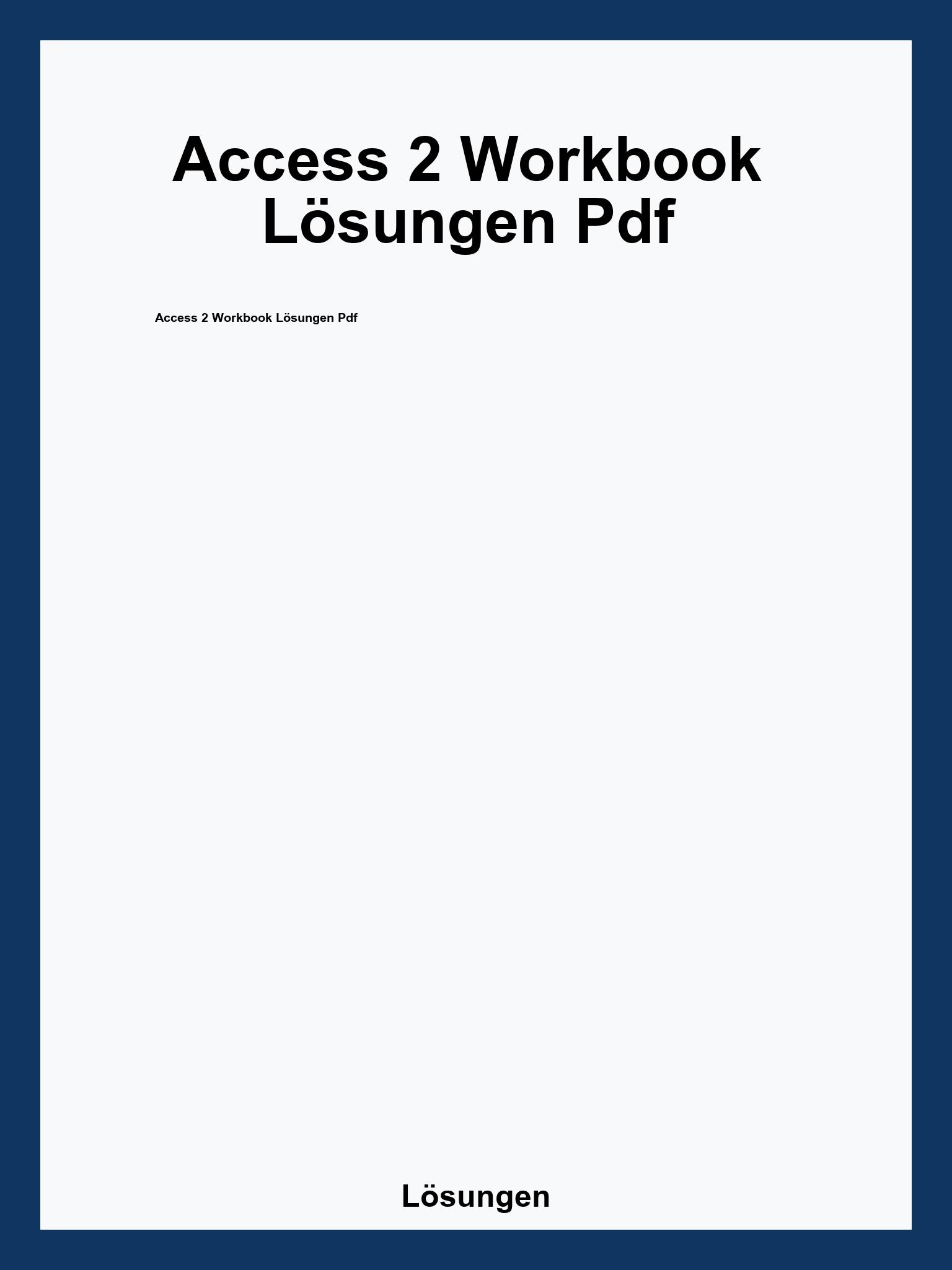 Access 2 Workbook Lösungen Pdf