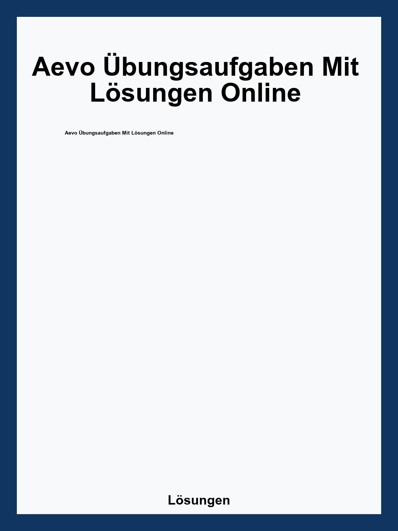 Aevo Übungsaufgaben Mit Lösungen Online