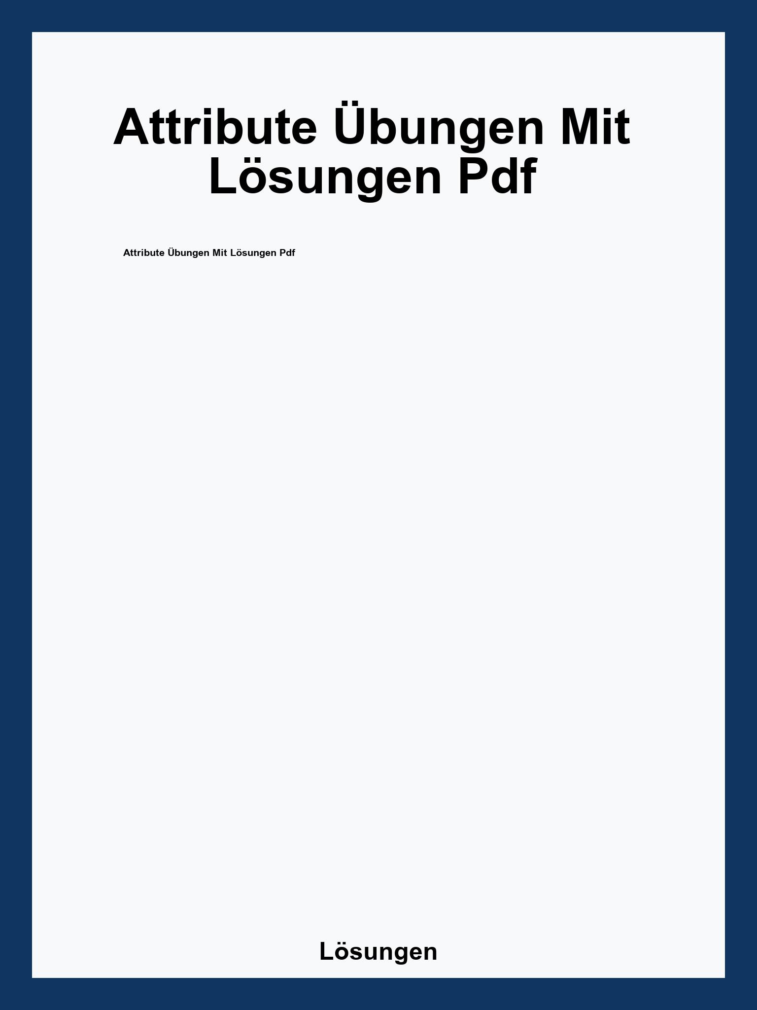 Attribute Übungen Mit Lösungen Pdf