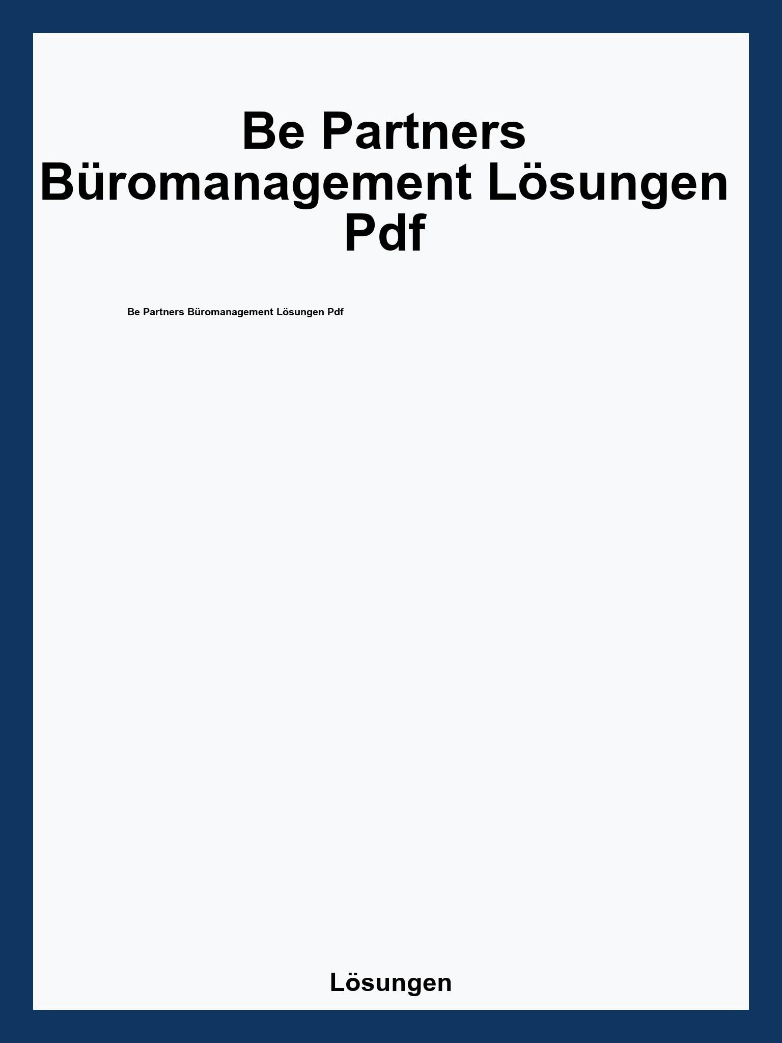 Be Partners Büromanagement Lösungen Pdf