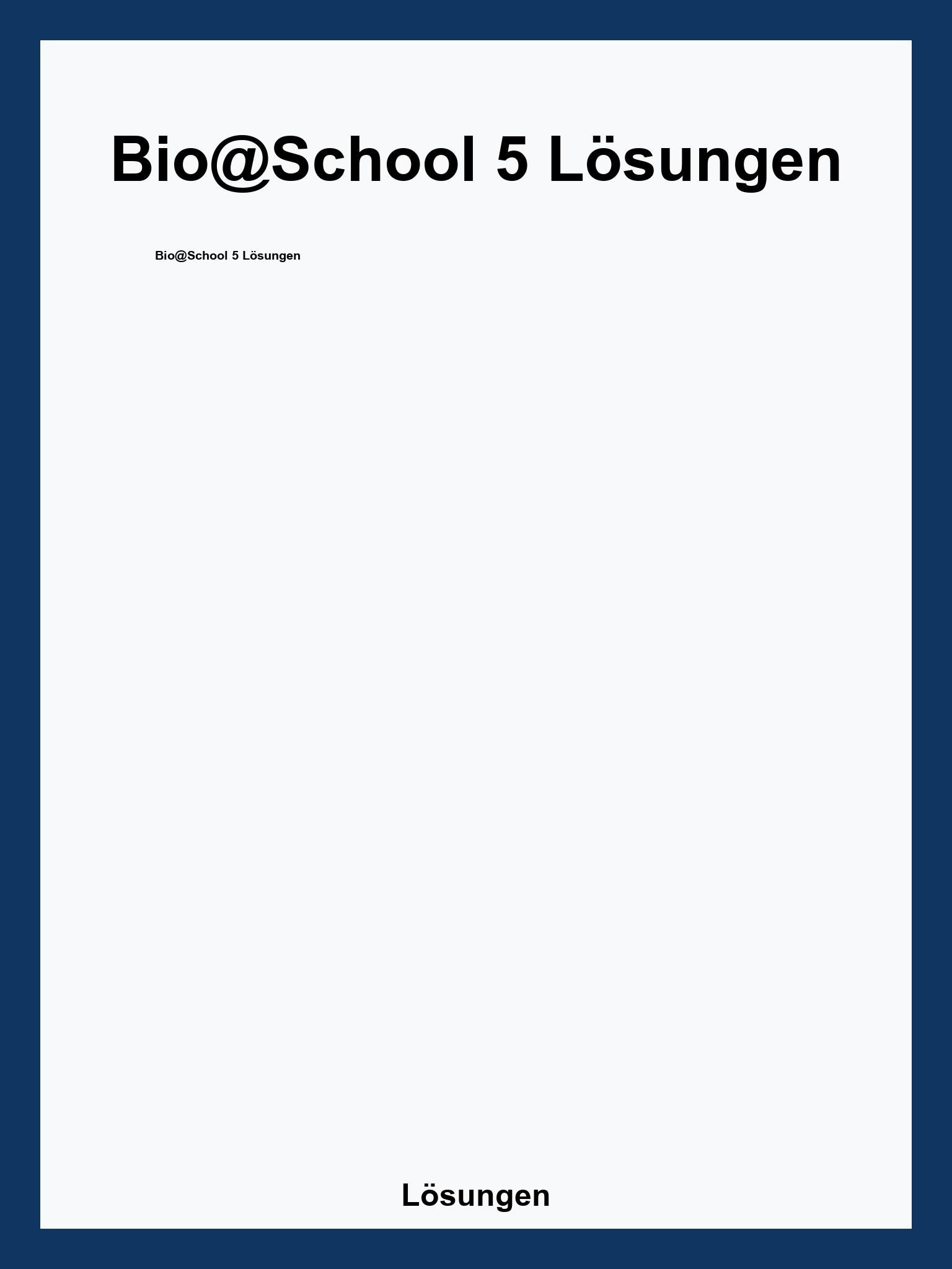 Bio@School 5 Lösungen