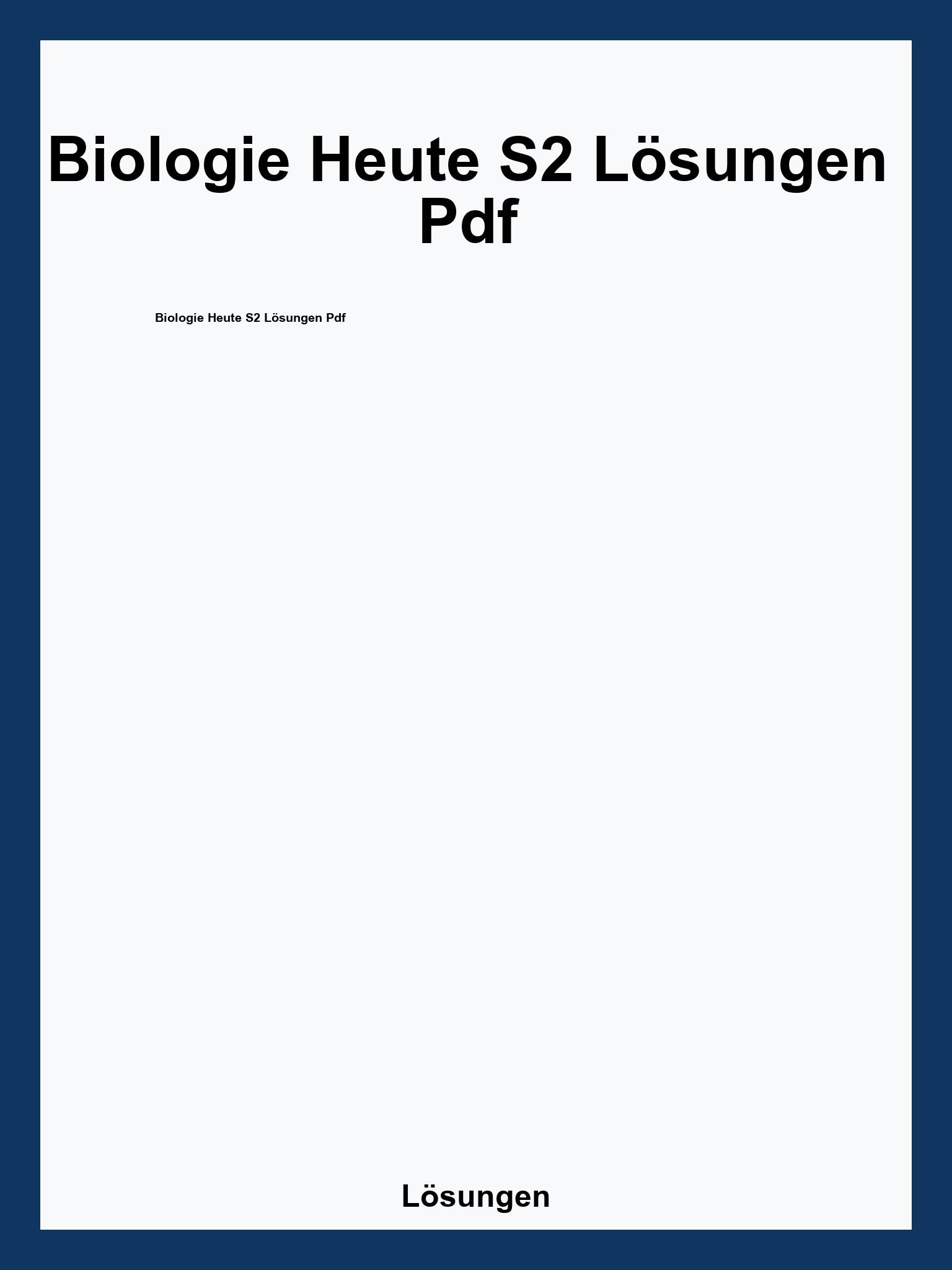 Biologie Heute S2 Lösungen Pdf