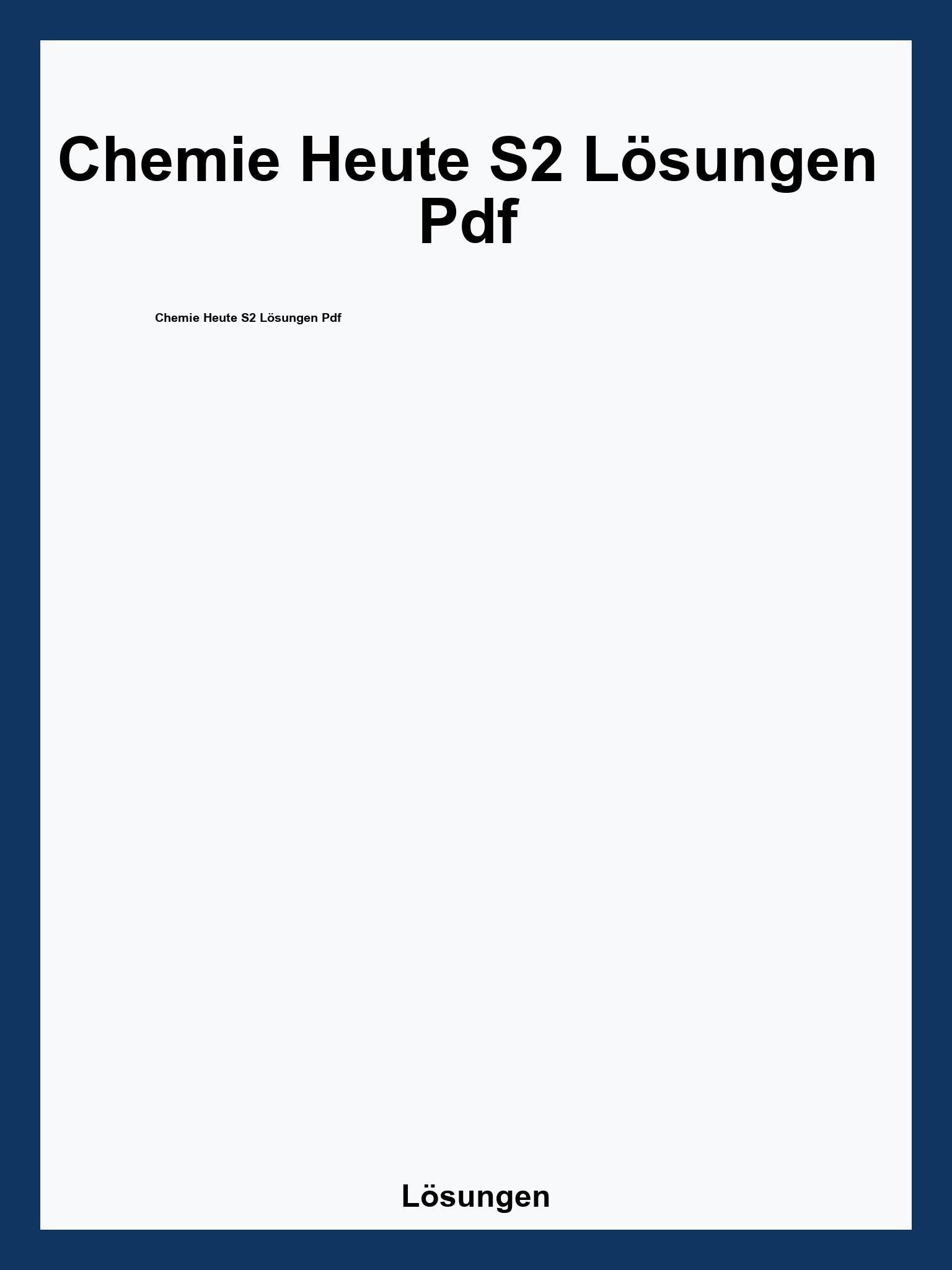 Chemie Heute S2 Lösungen Pdf