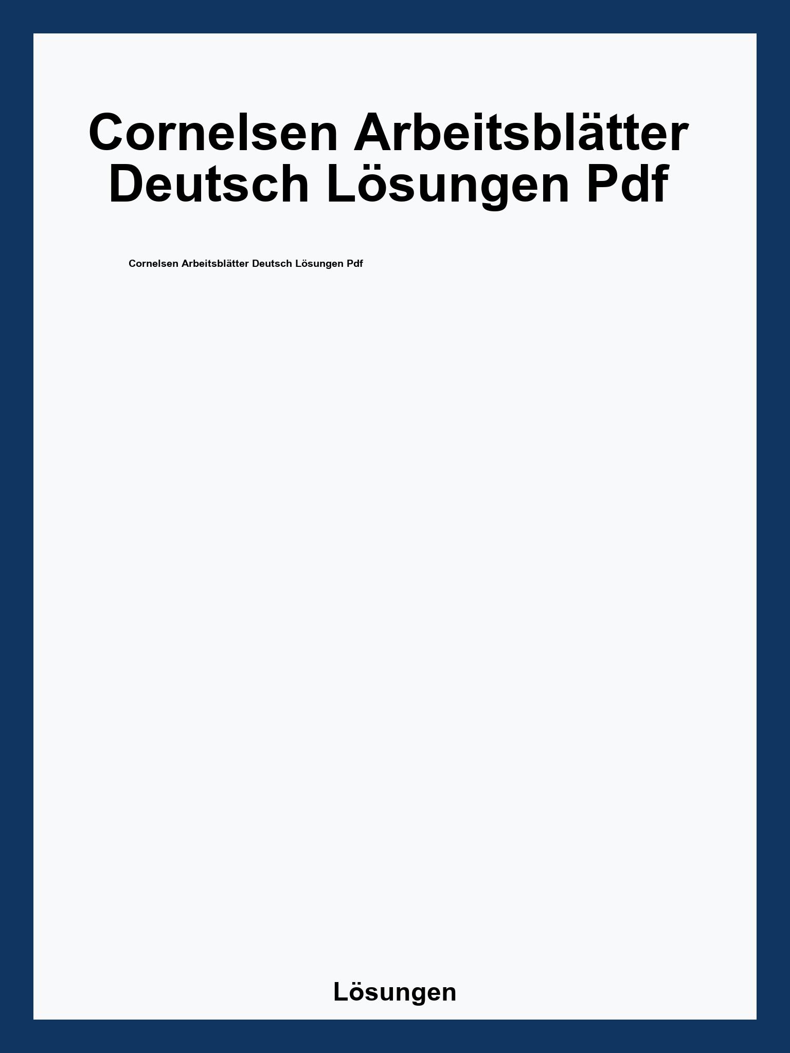 Cornelsen Arbeitsblätter Deutsch Lösungen Pdf