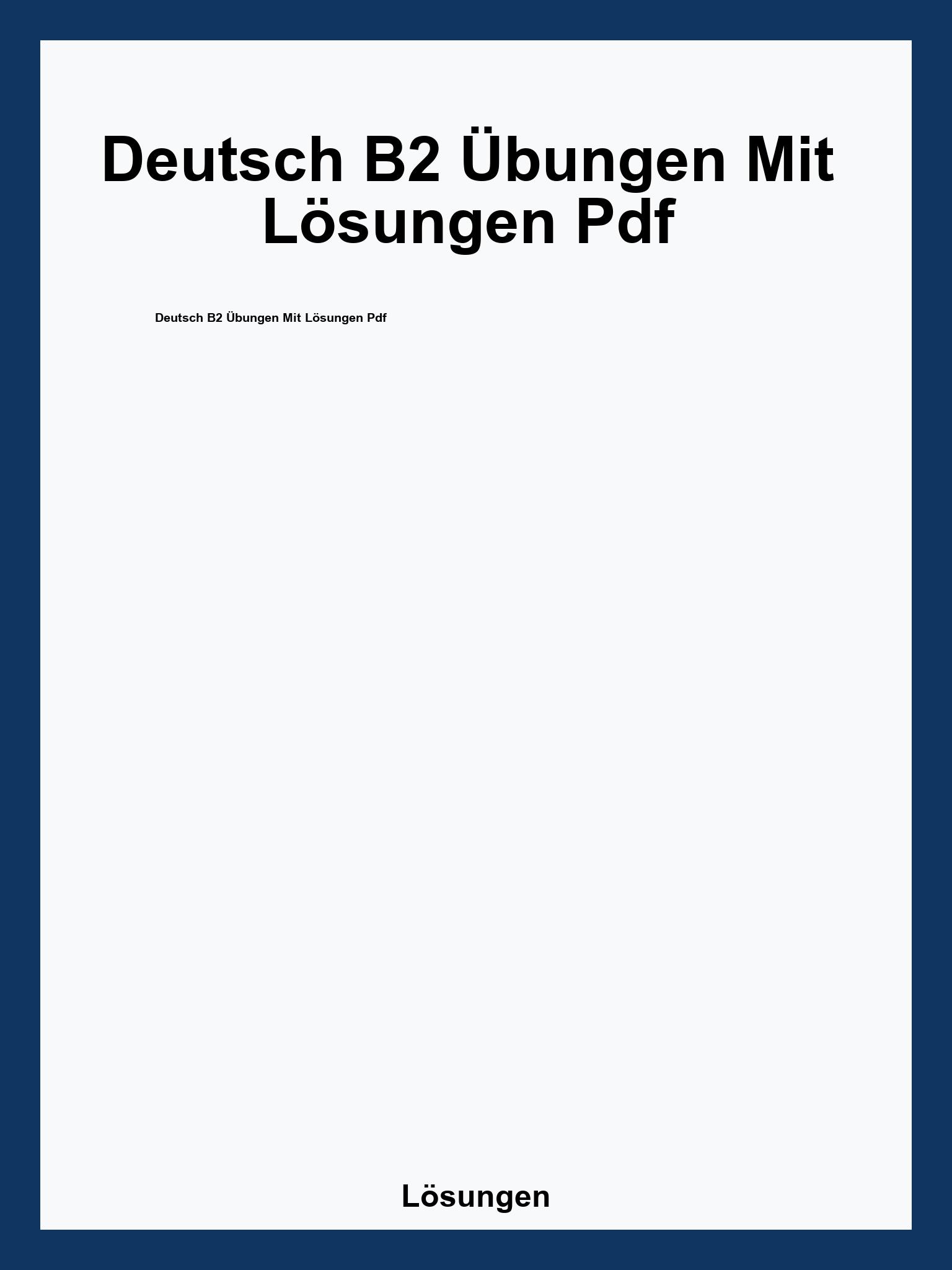 Deutsch B2 Übungen Mit Lösungen Pdf