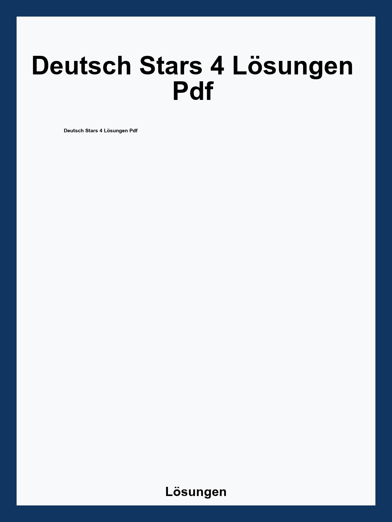 Deutsch Stars 4 Lösungen Pdf