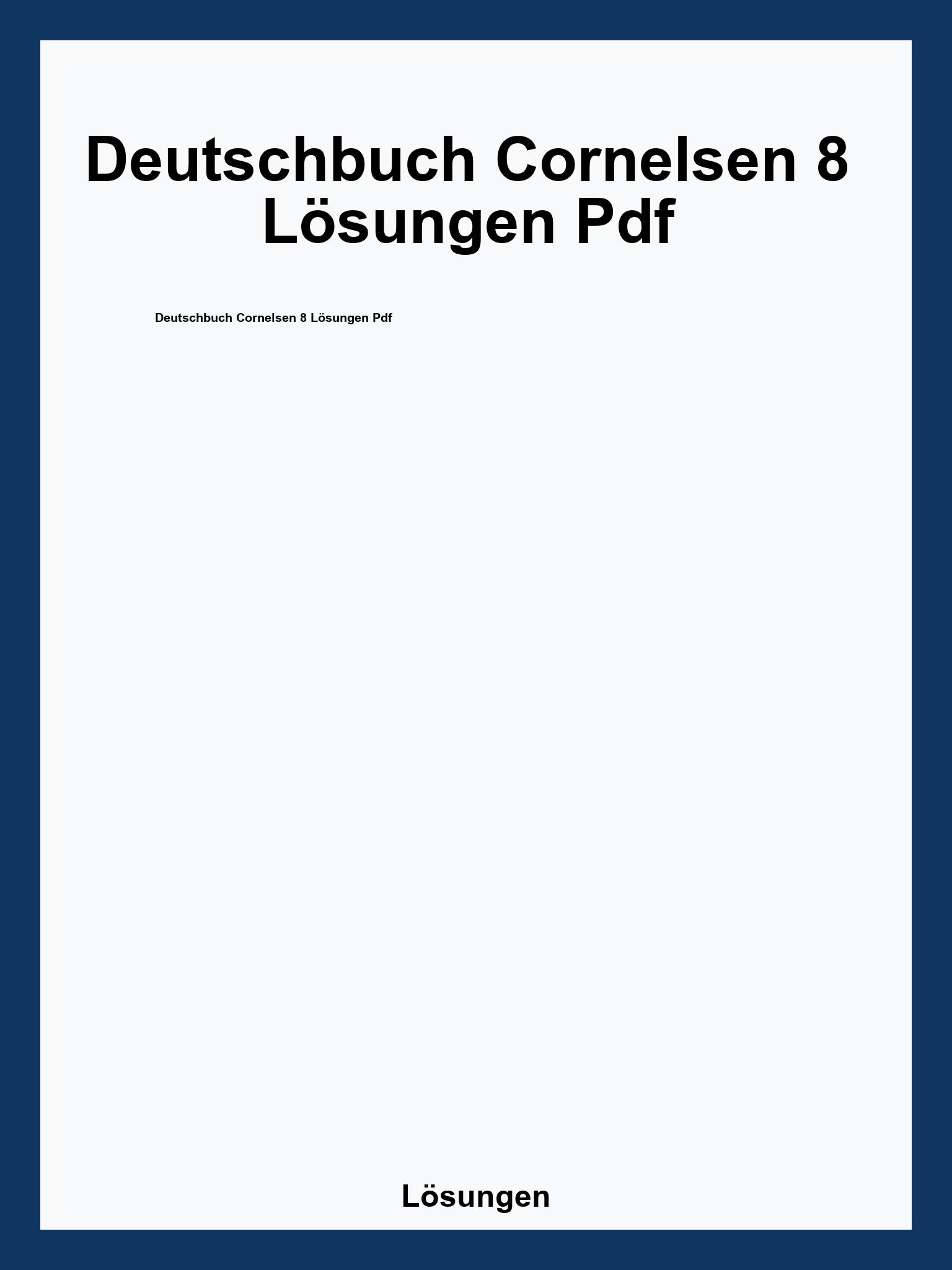 Deutschbuch Cornelsen 8 Lösungen Pdf