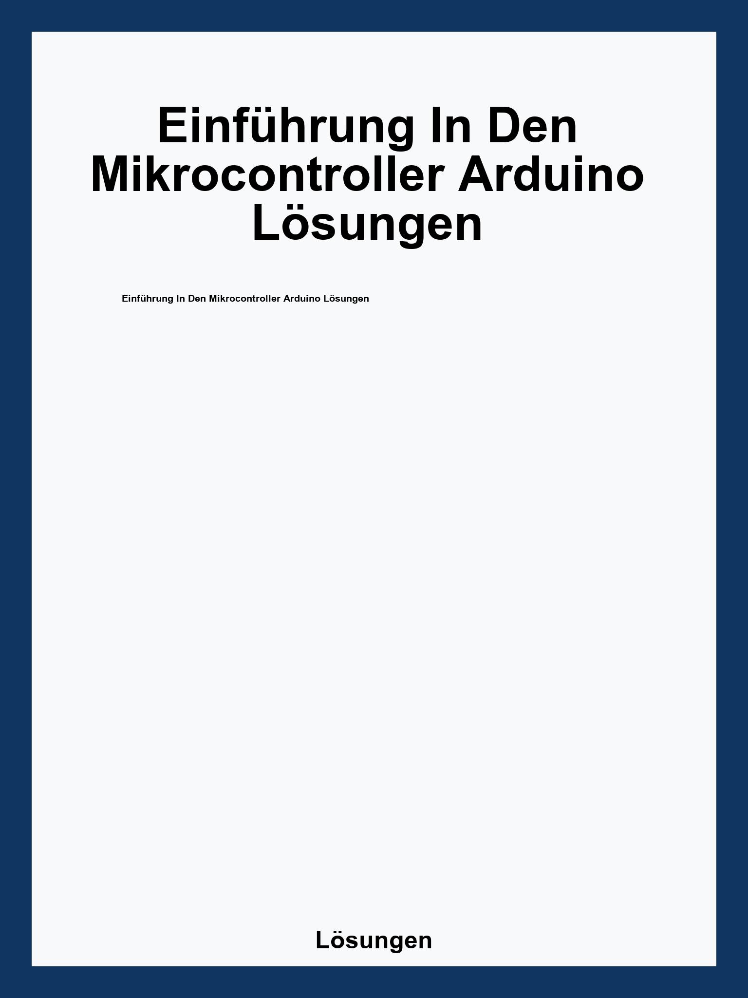 Einführung In Den Mikrocontroller Arduino Lösungen