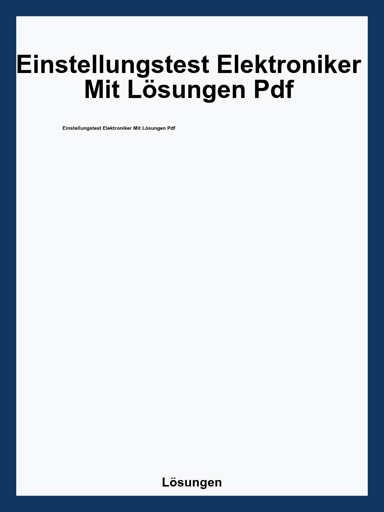 Einstellungstest Elektroniker Mit Lösungen Pdf