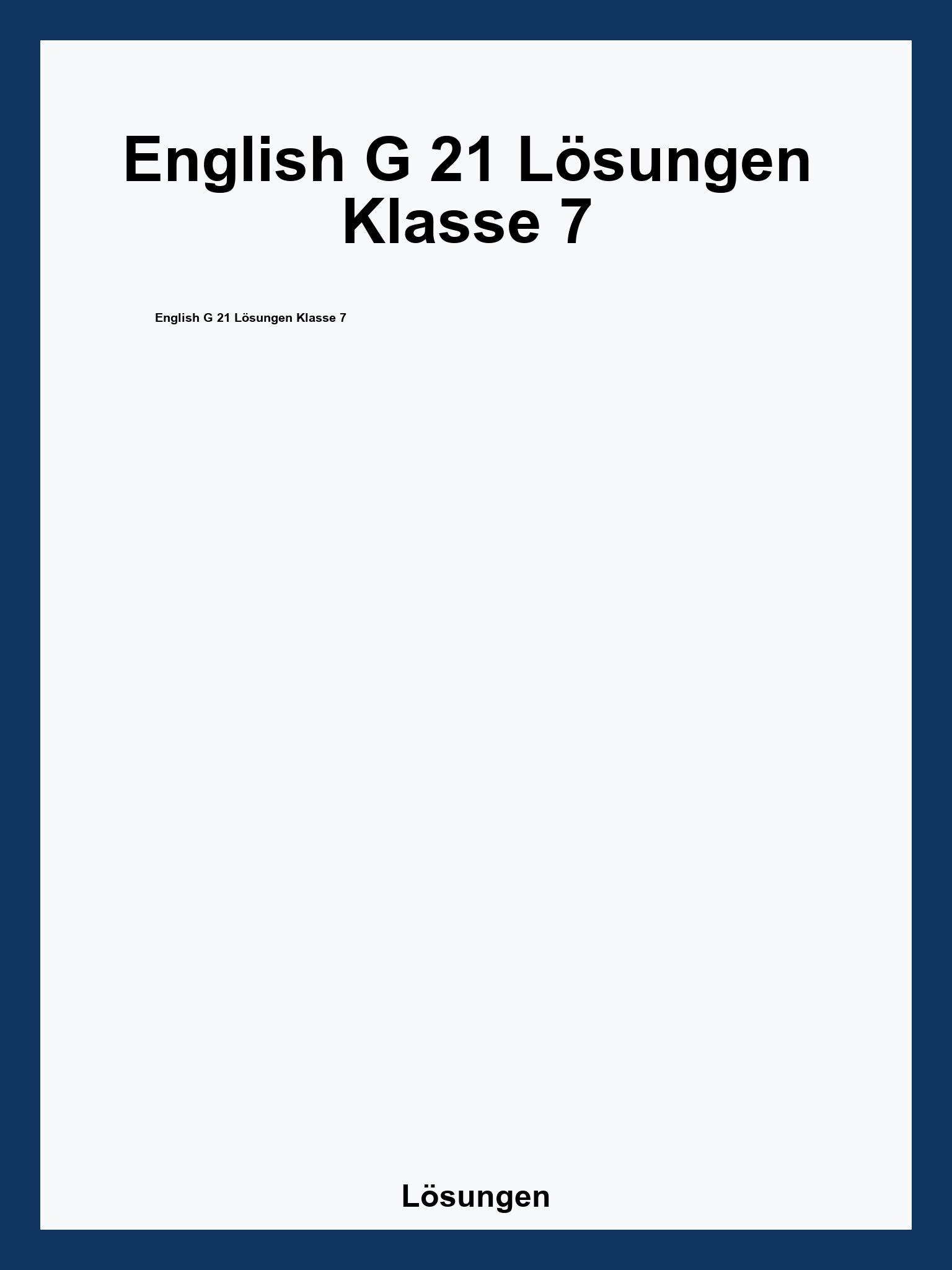 English G 21 Lösungen Klasse 7