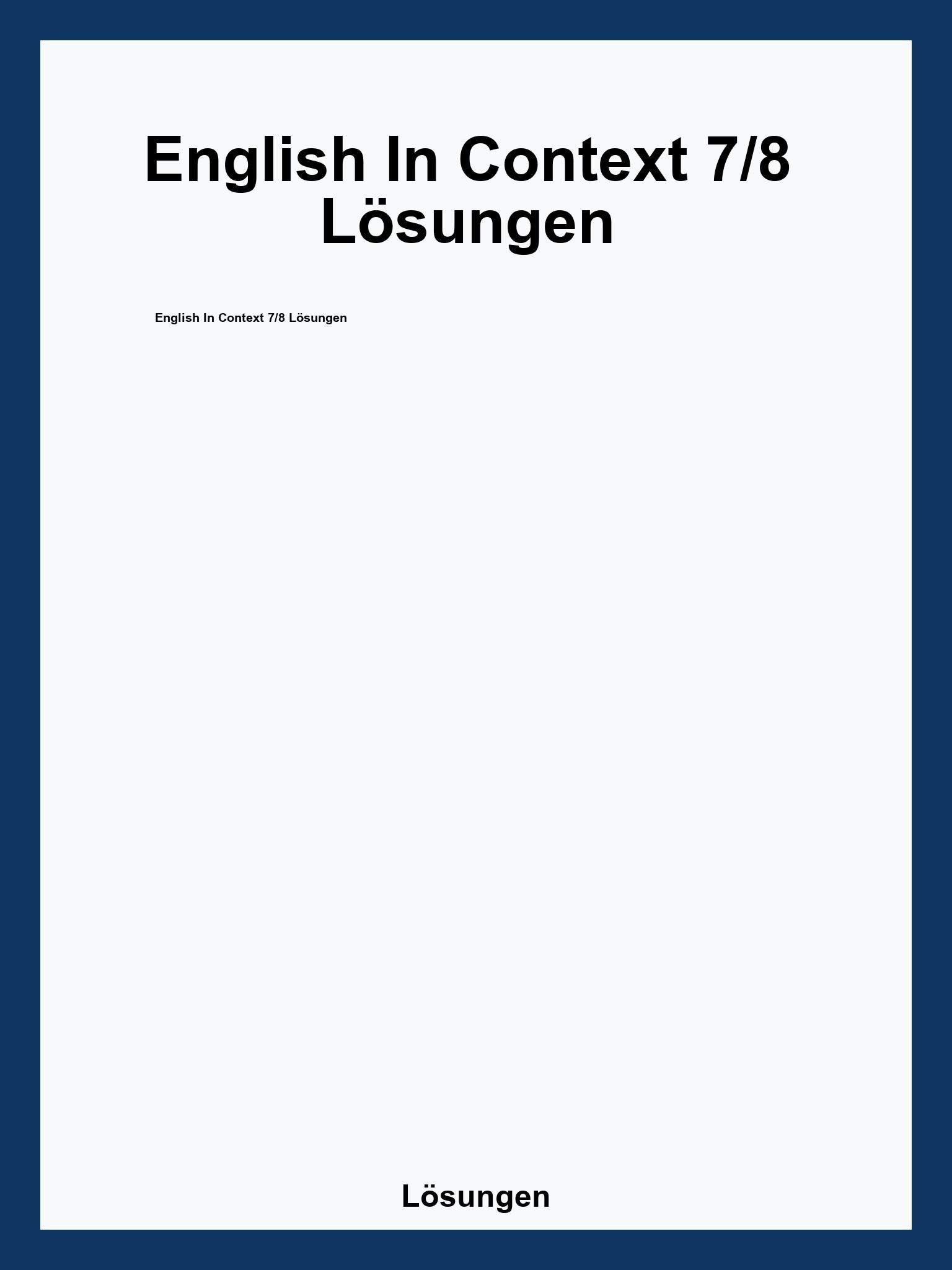 English In Context 7/8 Lösungen