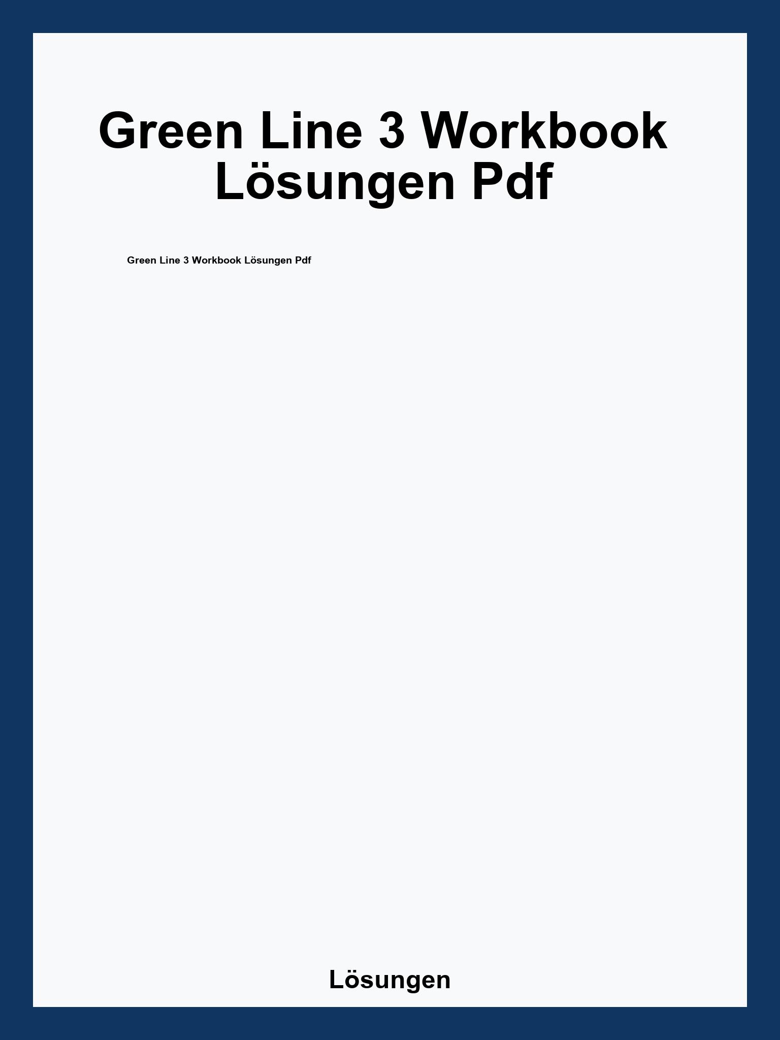 Green Line 3 Workbook Lösungen Pdf