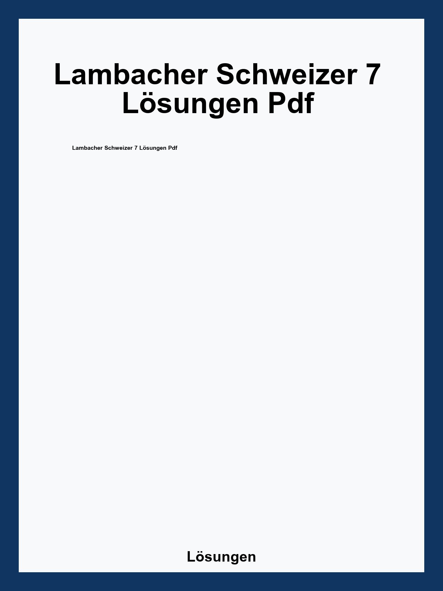 Lambacher Schweizer 7 Lösungen Pdf