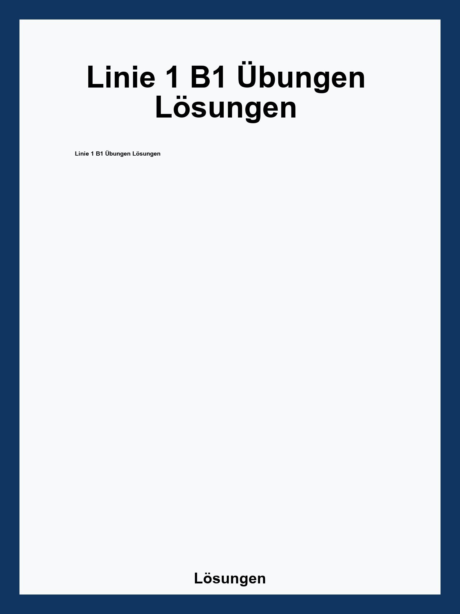 Linie 1 B1 Übungen Lösungen