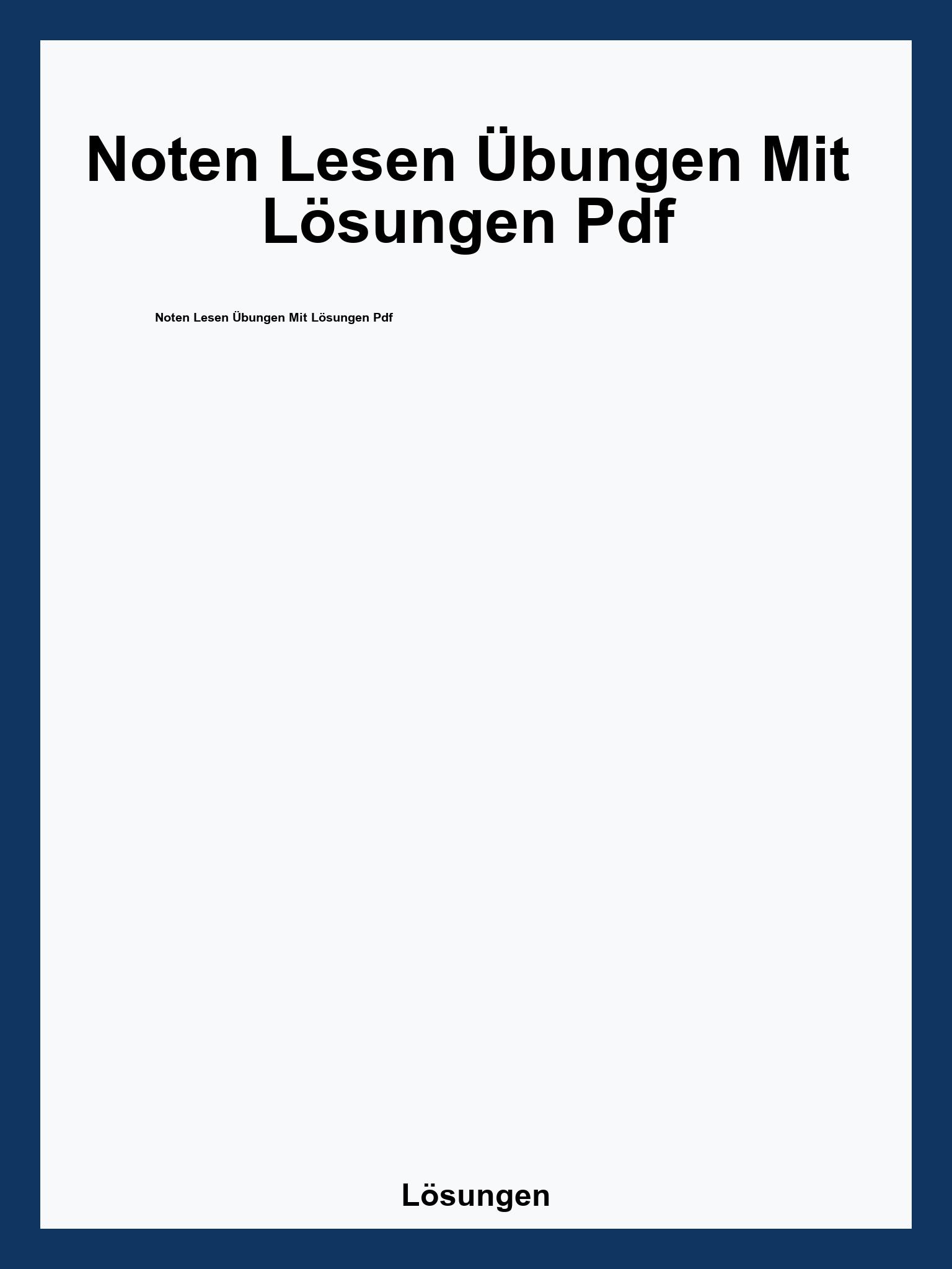 Noten Lesen Übungen Mit Lösungen Pdf