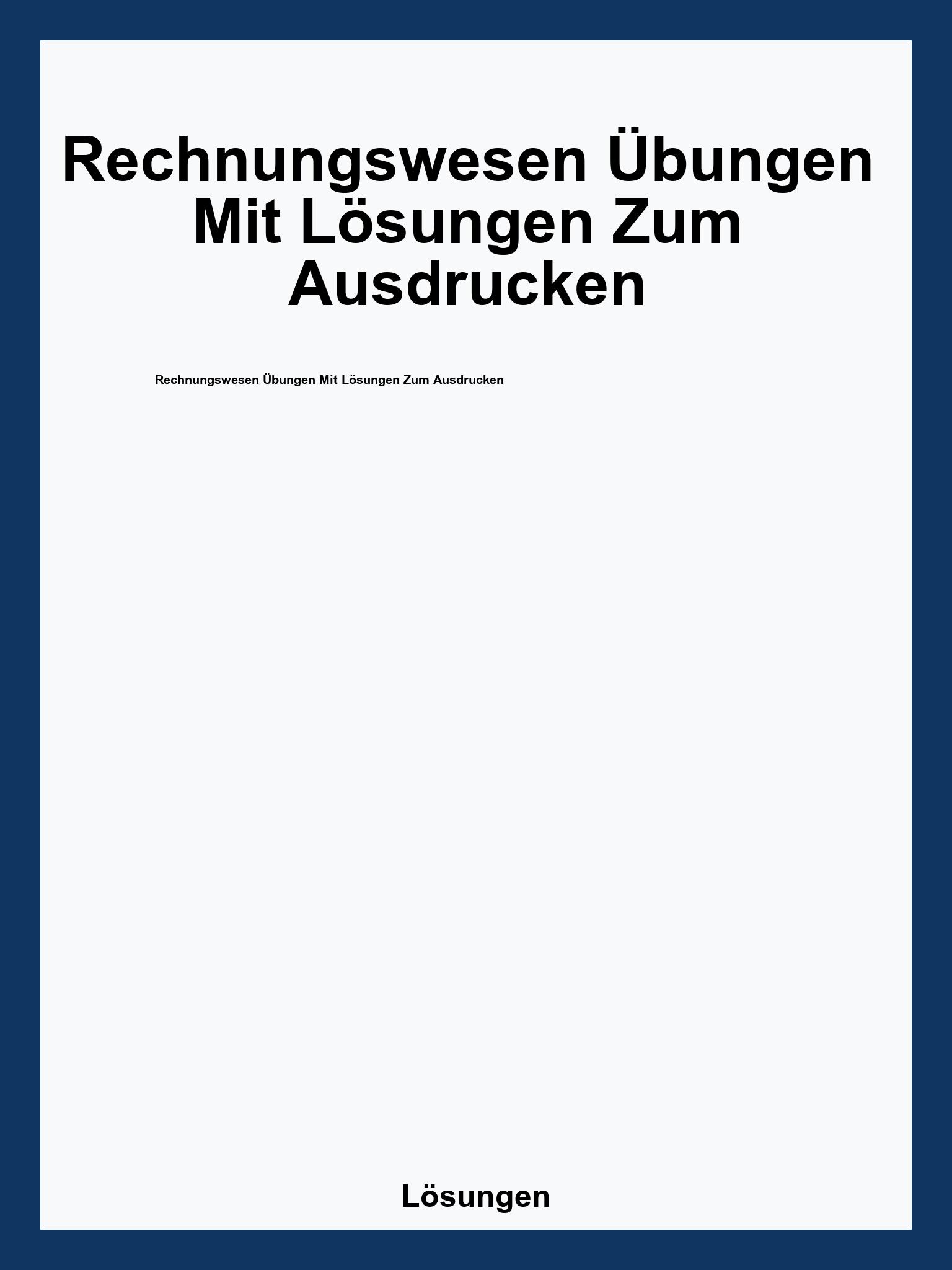 Rechnungswesen Übungen Mit Lösungen Zum Ausdrucken