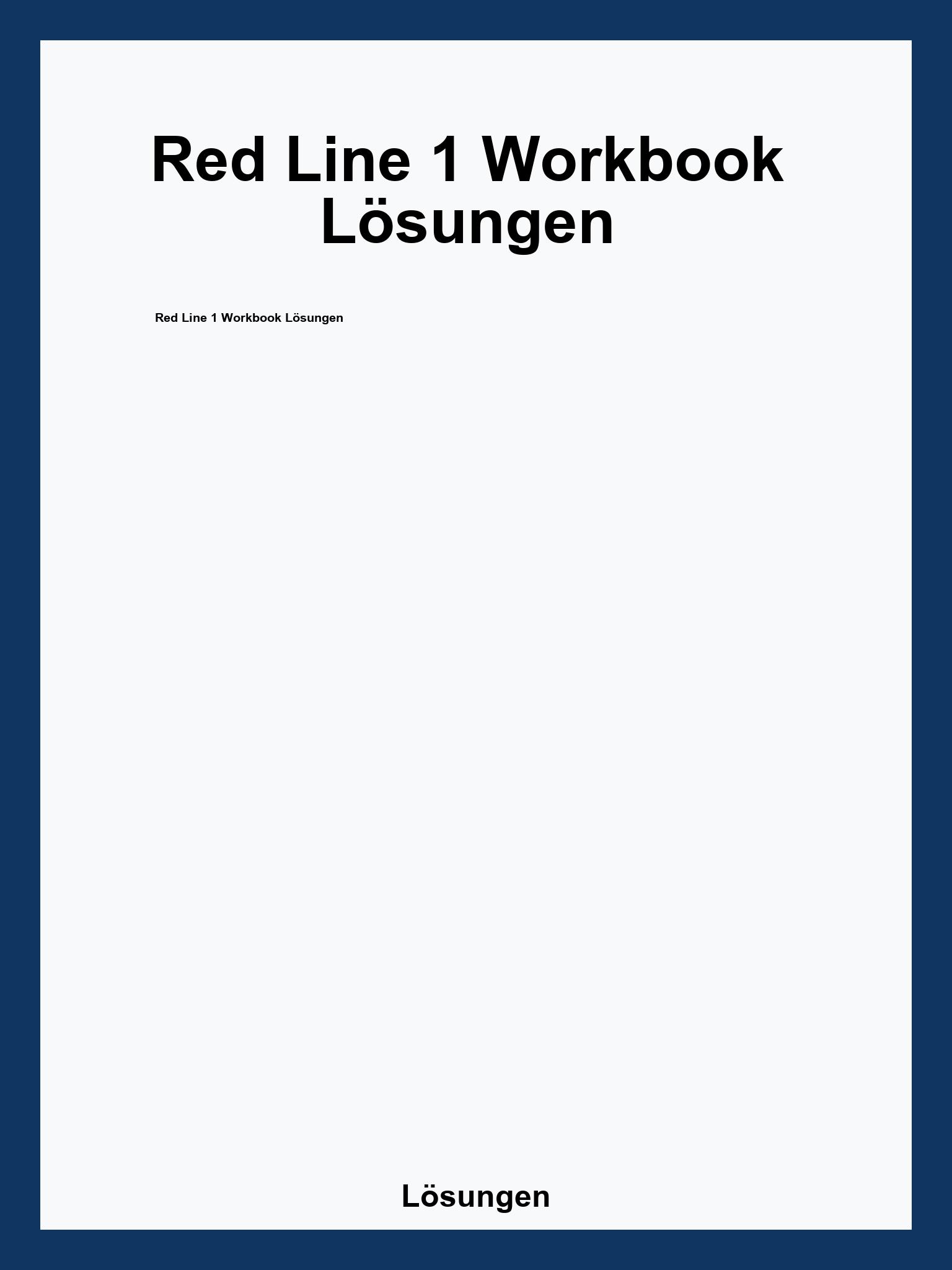 Red Line 1 Workbook Lösungen