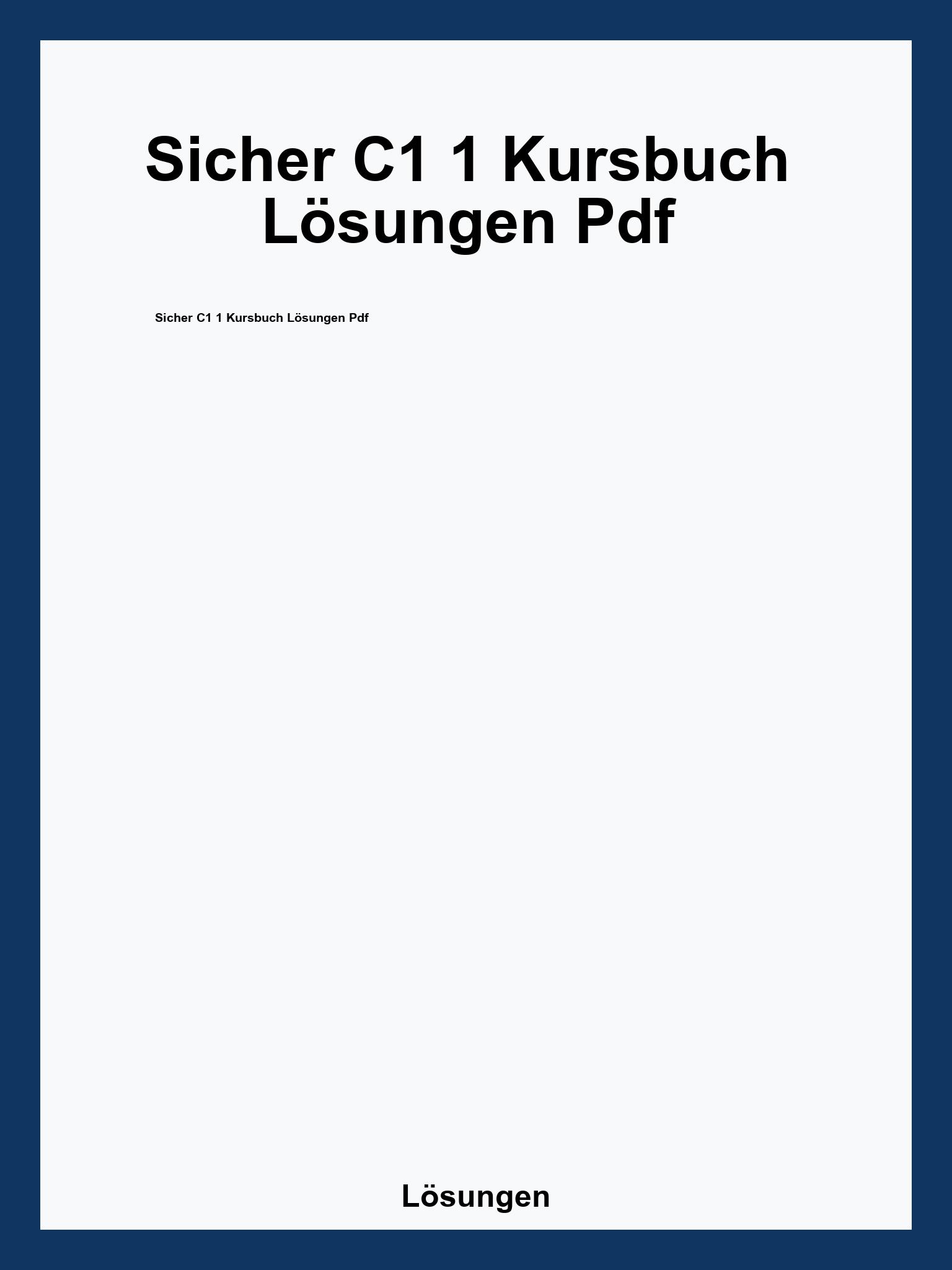 Sicher C1 1 Kursbuch Lösungen Pdf