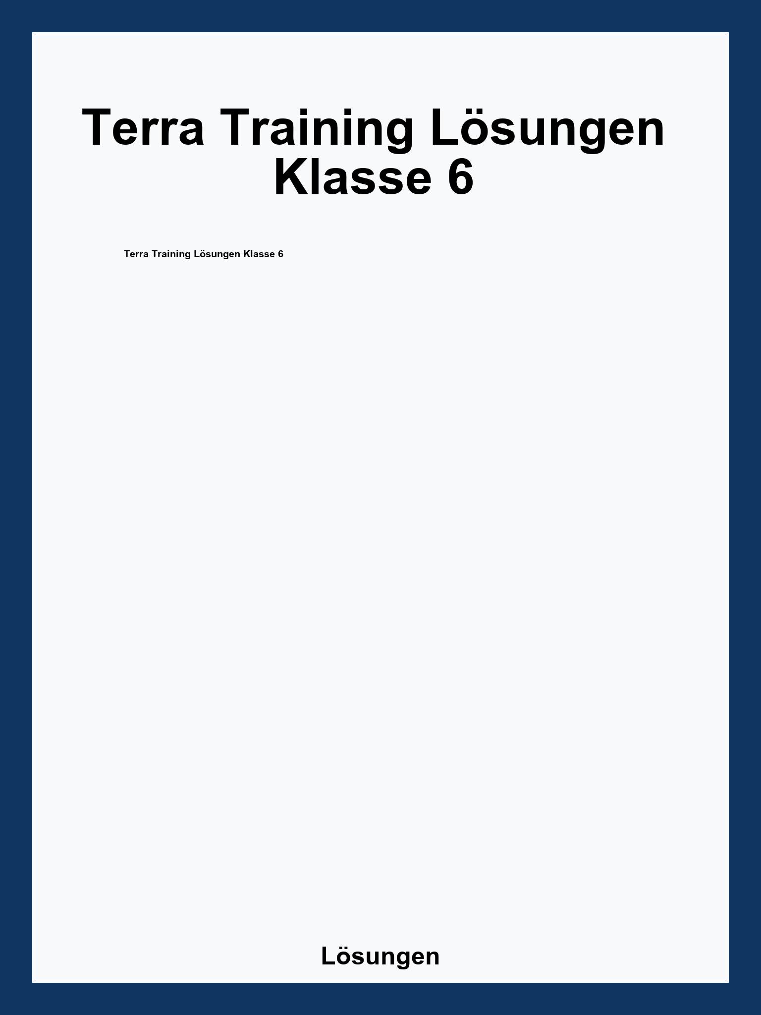 Terra Training Lösungen Klasse 6