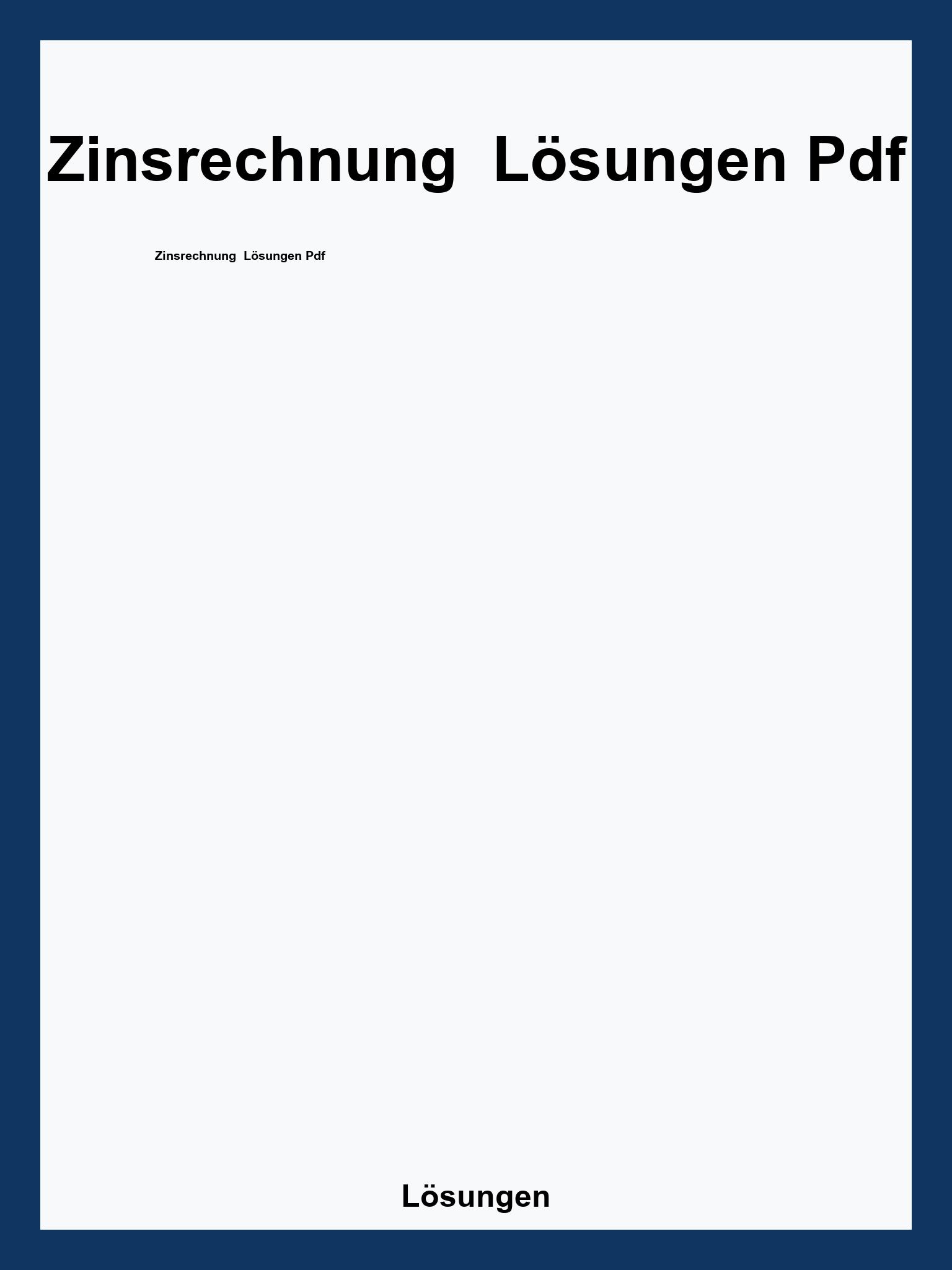 Zinsrechnung  Lösungen Pdf